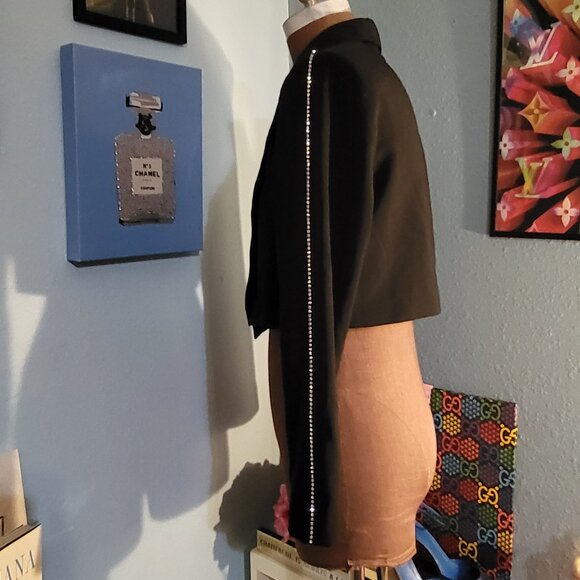 Naked Wardrobe Cropped Tuxedo Rhinestone Trim Jacket - Picture 3 of 8